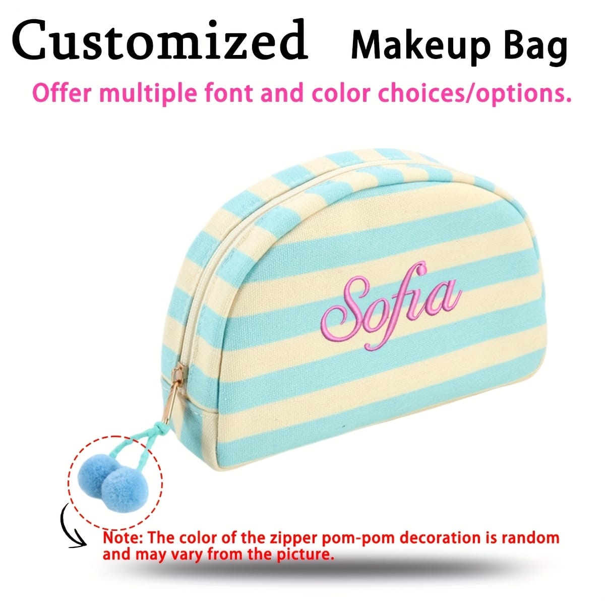 KissICON Milan check color Custom Embroidered Striped Pouch Your Words Your Style
