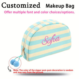 KissICON Milan check color Custom Embroidered Striped Pouch Your Words Your Style