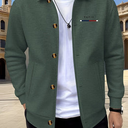 KissICON Military Green / UK 40 Luxury Waffle Knit Lapel Jacket Smart Casual Menswear