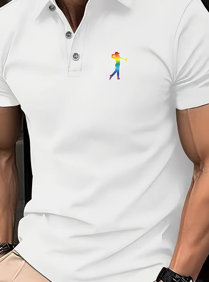 KissICON Milky / UK 38 SpringSummer Mens Printed ShortSleeve Golf Shirt