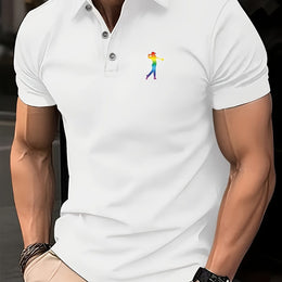 KissICON Milky / UK 38 SpringSummer Mens Printed ShortSleeve Golf Shirt