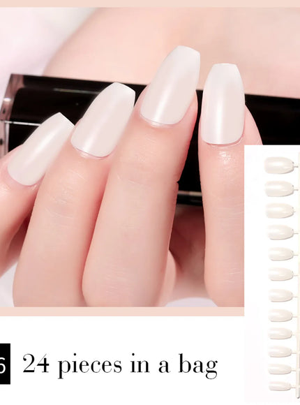 KissICON milky white KissIcon LULAA 24Pcs Press On Acrylic Nails Detachable