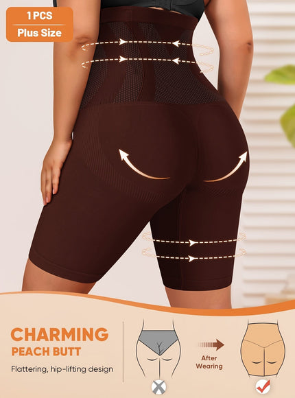 jkthpu-45 MIOTAN Plus Size HighWaist Shaping Shorts Tummy Control Butt Lift