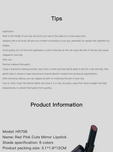 KissICON Mirror Lipstick Moisturizing and Pouty Lips Smooth Color