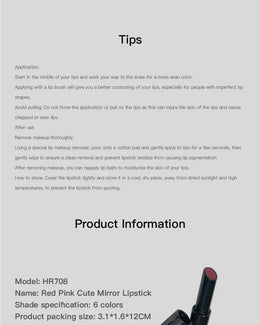 KissICON Mirror Lipstick Moisturizing and Pouty Lips Smooth Color