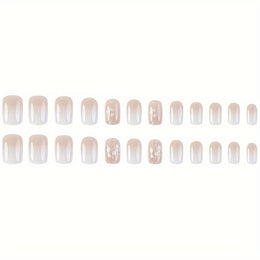 KissICON Miss KissIcon 24Pcs Press On Nails Short Pink White