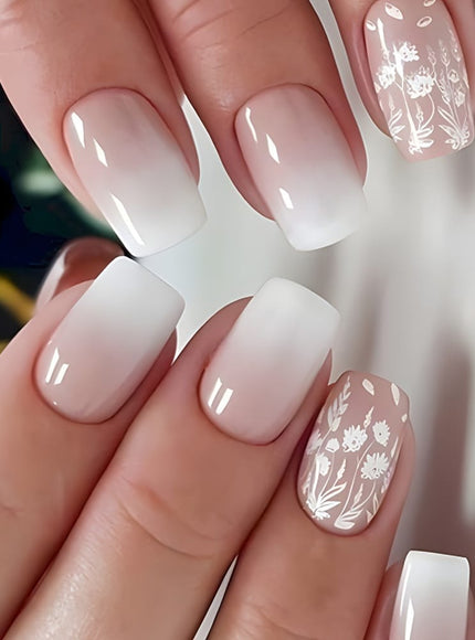 KissICON Miss KissIcon 24Pcs Press On Nails Short Pink White