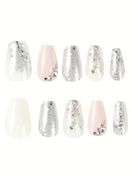 KissICON Miss KissIcon Ballet Pink Nails Glitter Rhinestones - Glossy