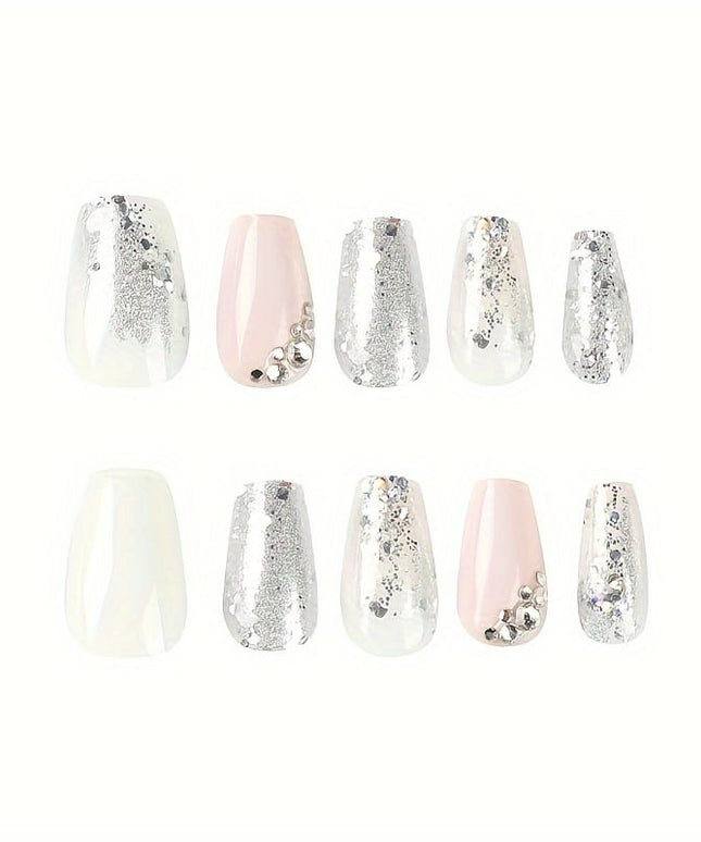KissICON Miss KissIcon Ballet Pink Nails Glitter Rhinestones - Glossy
