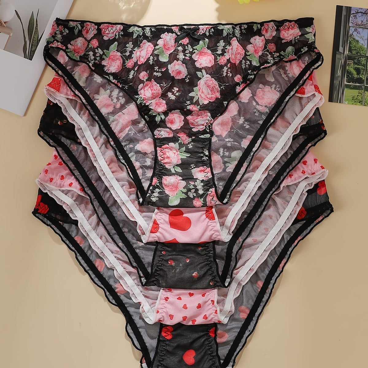 KissICON Mix color 5 / UK 22 Elegant Floral Curve Fullcoverage Panties
