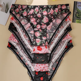 KissICON Mix color 5 / UK 22 Elegant Floral Curve Fullcoverage Panties