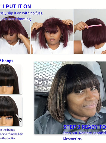 KissICON Mixed Brown / 14inch Kissicon 14 Straight Bob Wig Bangs