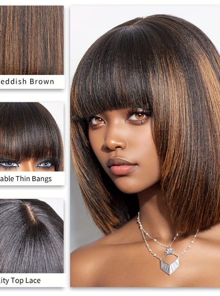 KissICON Mixed Brown / 14inch Kissicon 14 Straight Bob Wig Bangs