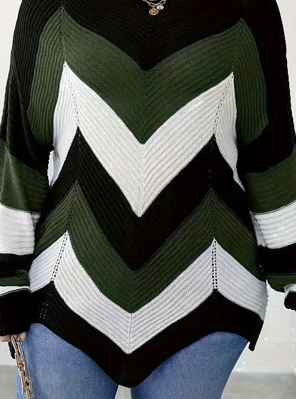 KissICON Mixed Color 1 / UK 16 Elegant Striped Asymmetrical Hem Sweater for Women -