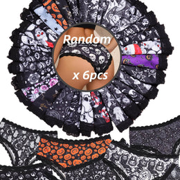 KissICON Mixed Color 1 / UK 18 Gothic Lace Curve Briefs – Skulls Stars Jackolanterns
