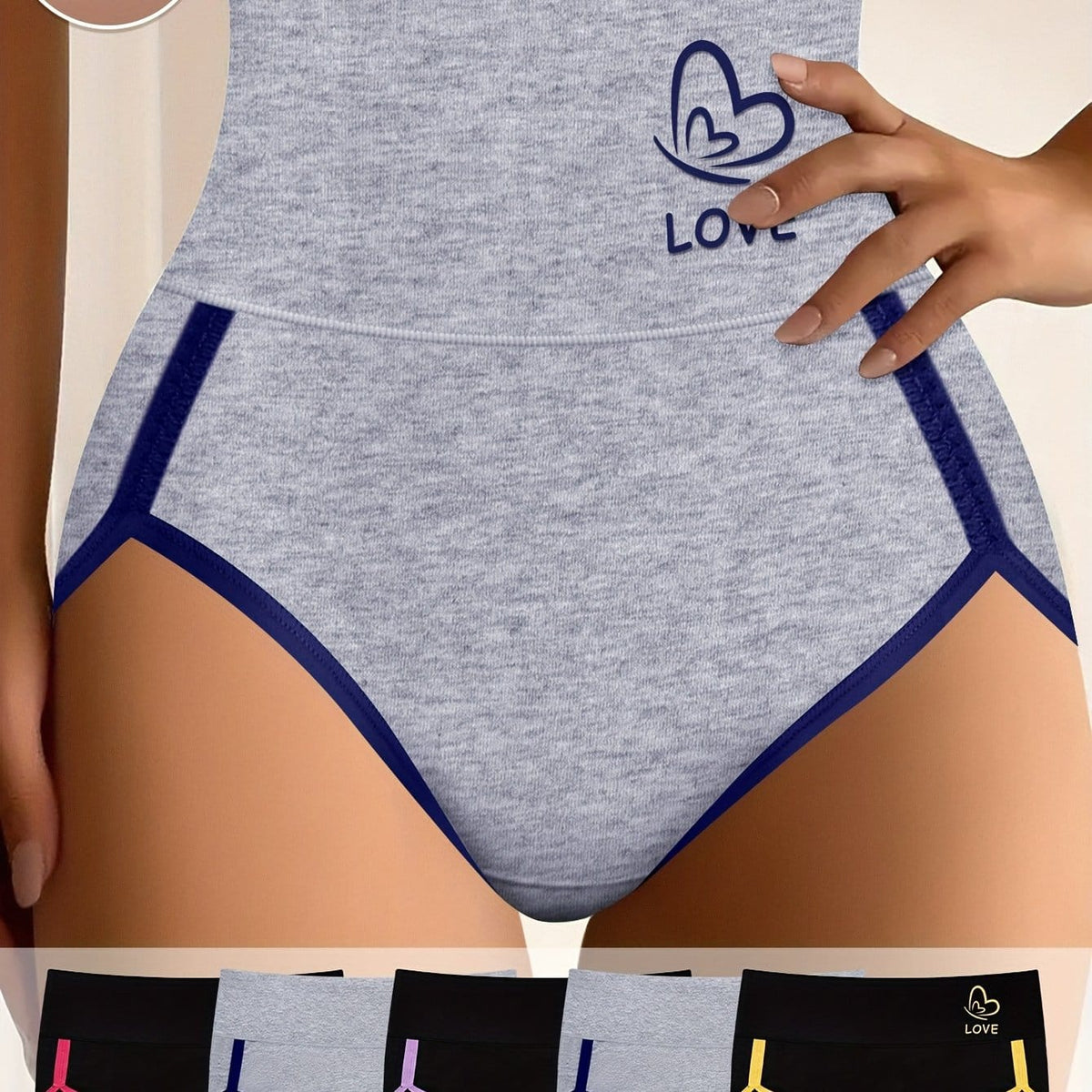 jkthpu-45 Mixed Color 1 / UK 28 ColorBlock Tummy Control Comfort Briefs  5 Pack