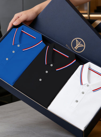 KissICON Mixed Color 1 / UK 36 Mens Business ColorBlock Polo Breathable Comfort Classic Style
