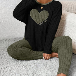 jkthpu-45 Mixed Color 10 / UK 18 2pcs Plus Size Women's Pajama Sets - Heart