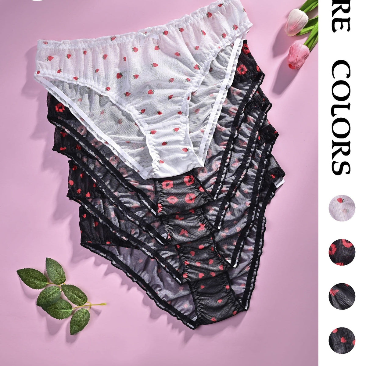 KissICON Mixed Color 2 / UK 16 Elegant Floral Curve Fullcoverage Panties