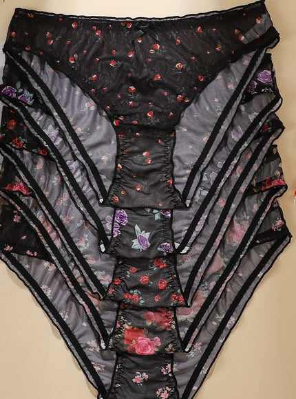 KissICON Mixed Color 2 / UK 16 Floral Heart Patchwork Curve Panties Set
