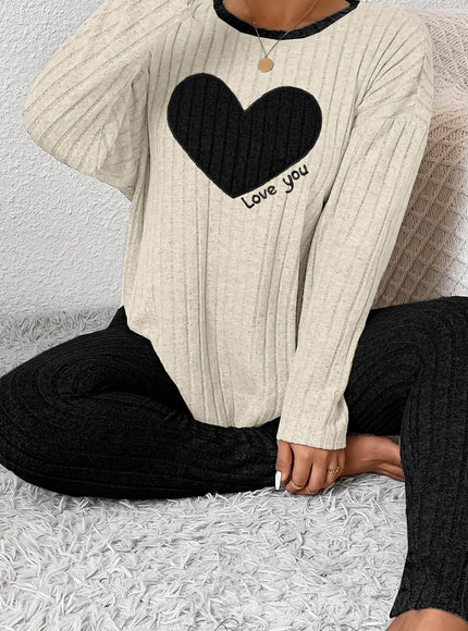 jkthpu-45 Mixed Color 2 / UK 18 2pcs Plus Size Women's Pajama Sets - Heart