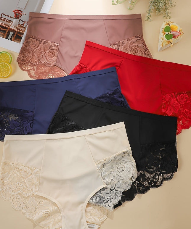 KissICON Mixed Color 2 / UK 18 5pack Lace Trim Full Coverage Thin
