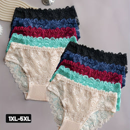 KissICON Mixed Color 2# / UK 26 Elegant Curve Lace Full Coverage Briefs – 10pack