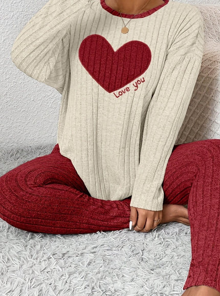 jkthpu-45 Mixed Color 3 / UK 18 2pcs Plus Size Women's Pajama Sets - Heart