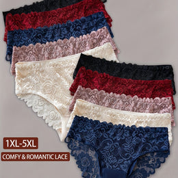 KissICON Mixed Color 3# / UK 24 Elegant Curve Lace Full Coverage Briefs – 10pack
