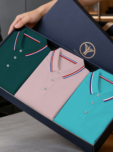 KissICON Mixed Color 3 / UK 44 Mens Business ColorBlock Polo Breathable Comfort Classic Style