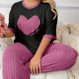 jkthpu-45 Mixed Color 4 / UK 18 Plus Size Heart Embroidery Slim Fit Short Sleeve