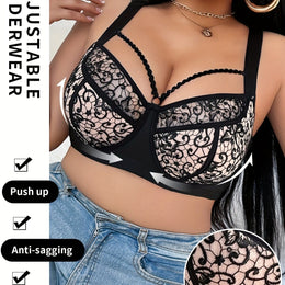 jkthpu-45 Mixed Color / EU 85C Elegant Lace PushUp Bra Breathable NonSlip Comfort