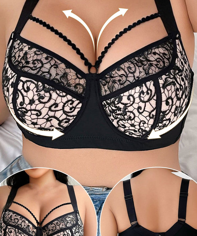KissICON Mixed Color / EU 85C Lace Patchwork Plus-size Women's Bra – In Pink Christmas