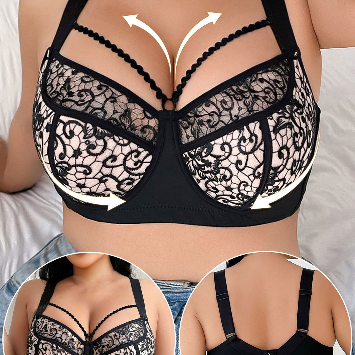 KissICON Mixed Color / EU 85C Lace Patchwork Plus-size Women's Bra – In Pink Christmas