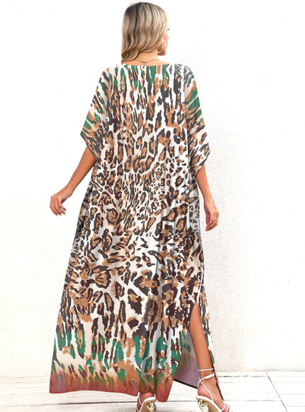KissICON Mixed Color / One-size Leopard Curve Boho Kaftan Bikini