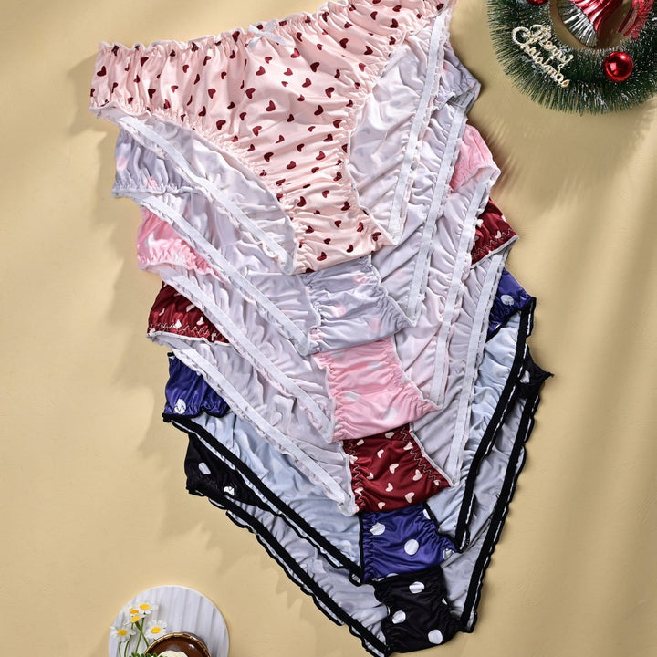 Ruffled Heart Lightweight Dot Panties 6pack