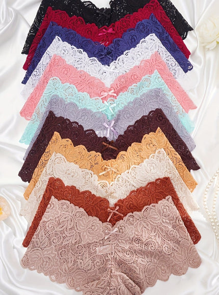 KissICON Mixed Color / UK 18 12pack Lace Triangle Curve Panties