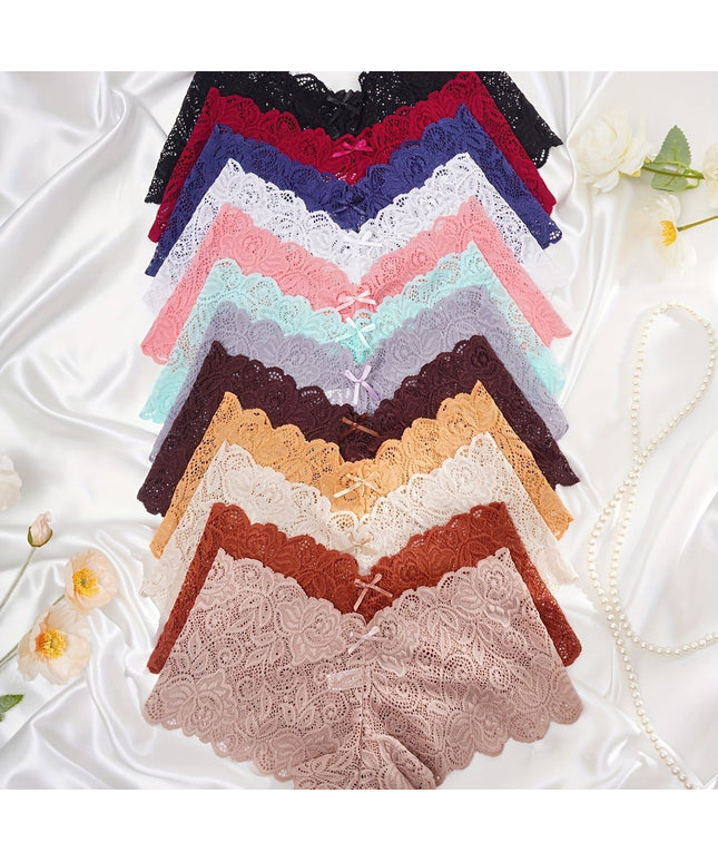 KissICON Mixed Color / UK 18 12pack Lace Triangle Curve Panties