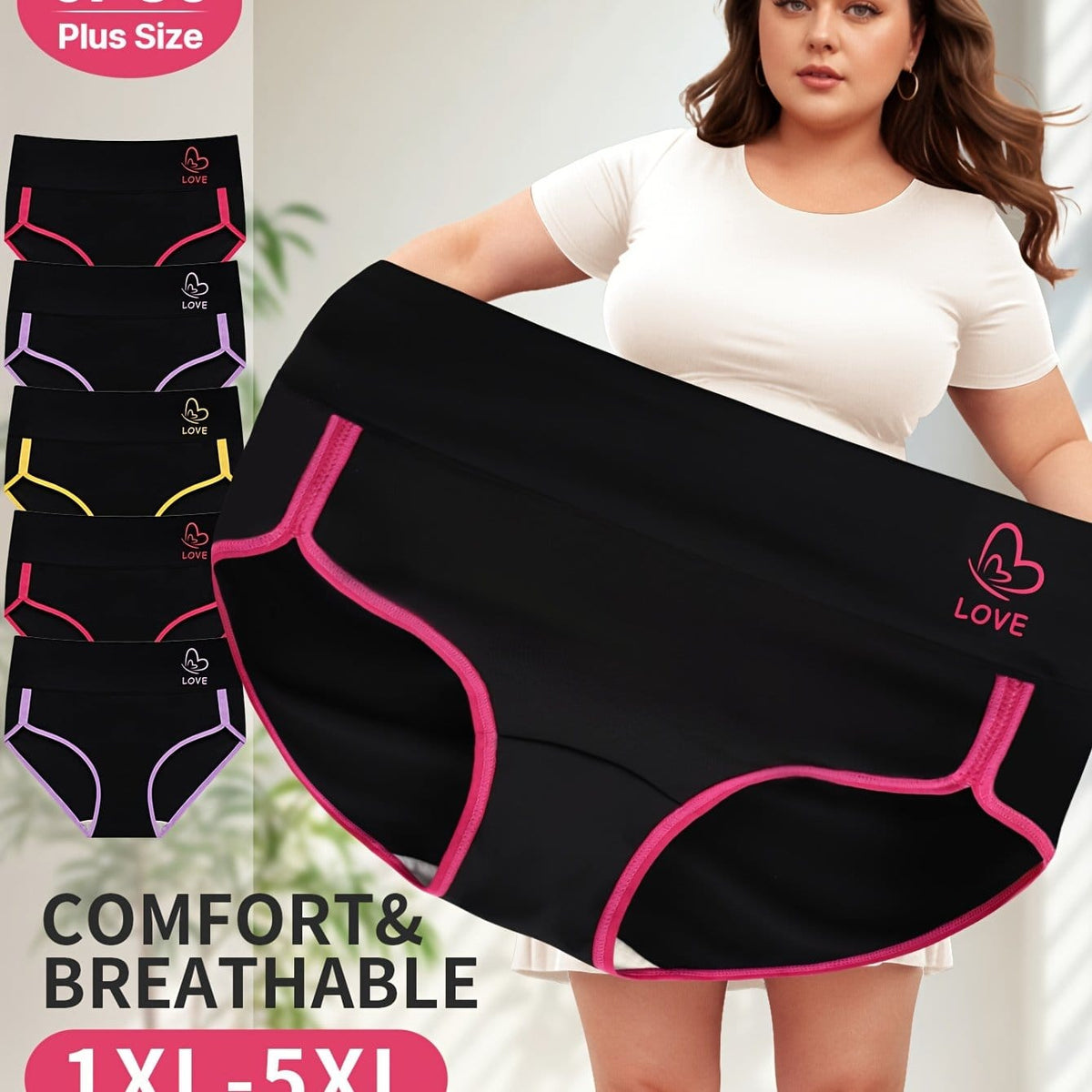 jkthpu-45 Mixed Color / UK 18 ColorBlock Tummy Control Comfort Briefs  5 Pack