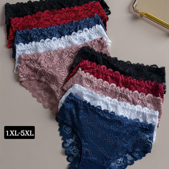 Elegant Curve Lace Full Coverage Briefs – 10pack