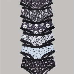 KissICON Mixed Color / UK 18 Gothic Lace Curve Briefs – Skulls Stars Jackolanterns