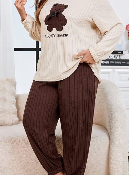 jkthpu-45 Mixed Color / UK 18 Plus Size Women'S Casual Style Pajama Set, Bow