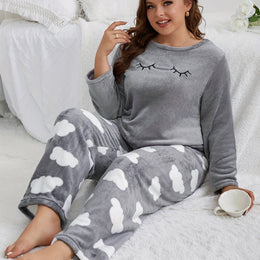 jkthpu-45 Mixed Color / UK 18 [Velvet Pajama Set] Warm Velvet Women's Pajama Flannel