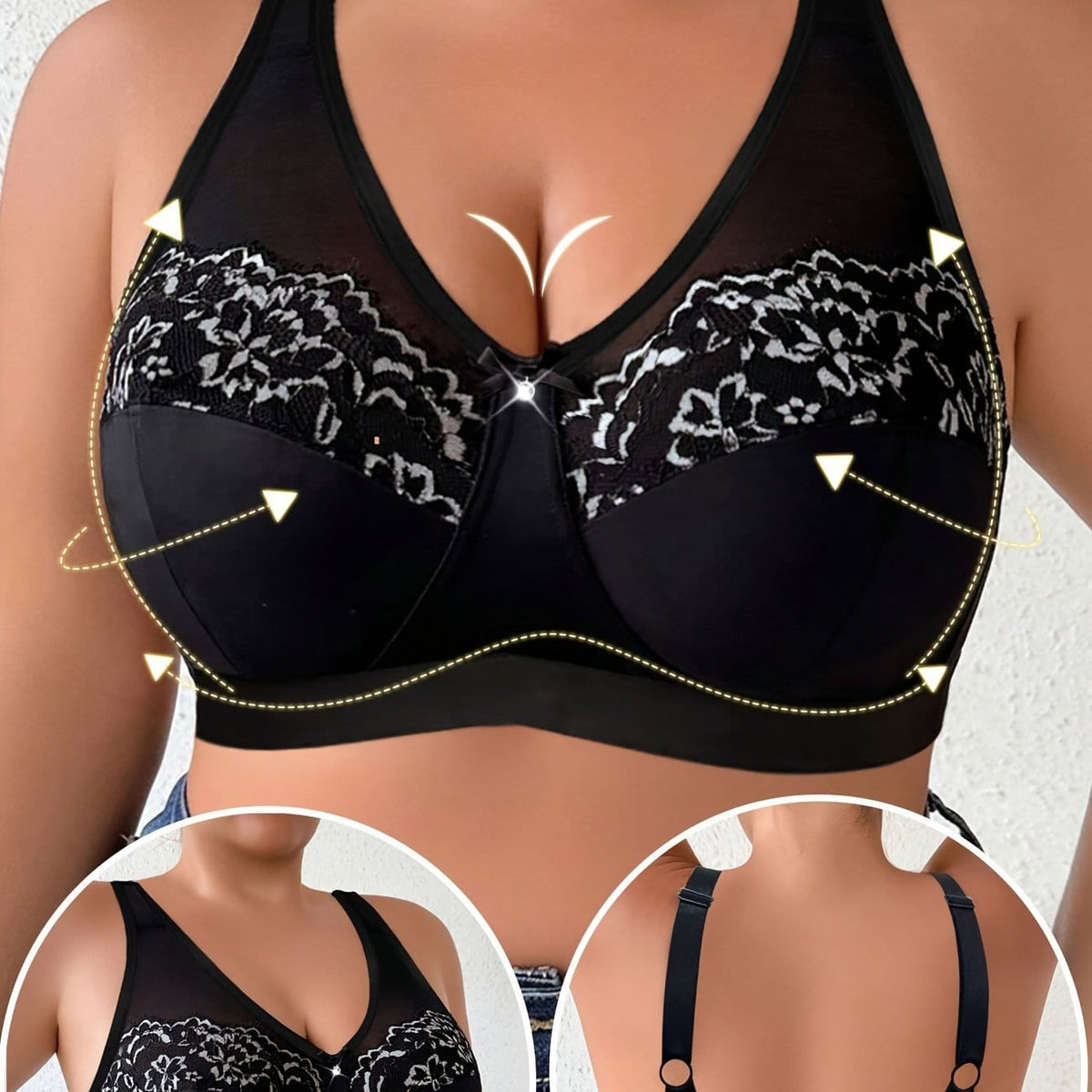 KissICON Mixed colors / 0XL Curve Wirefree Frontclosure Bra – Back
