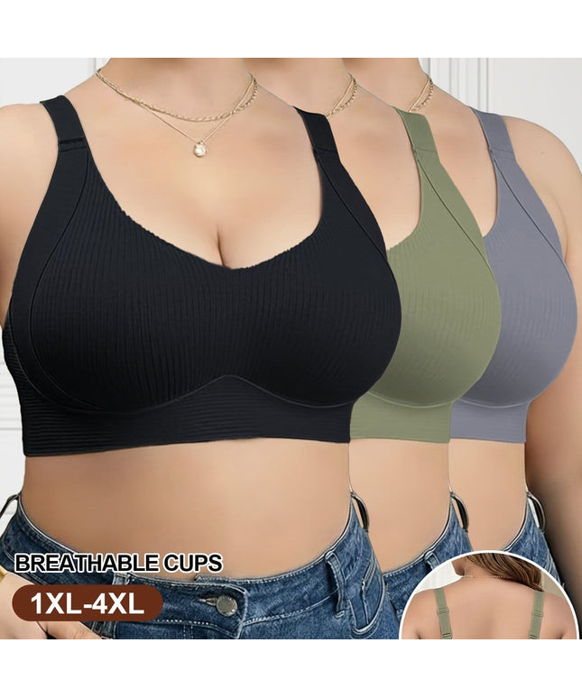 KissICON Mixed colors / 1XL 3pk Curve Support Seamless Sports Bra
