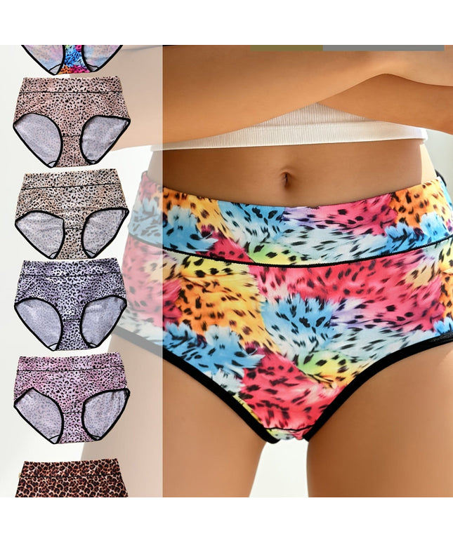 KissICON Mixed colors / UK 16 Quickdry Leopard Dance Briefs – 6pk Curve