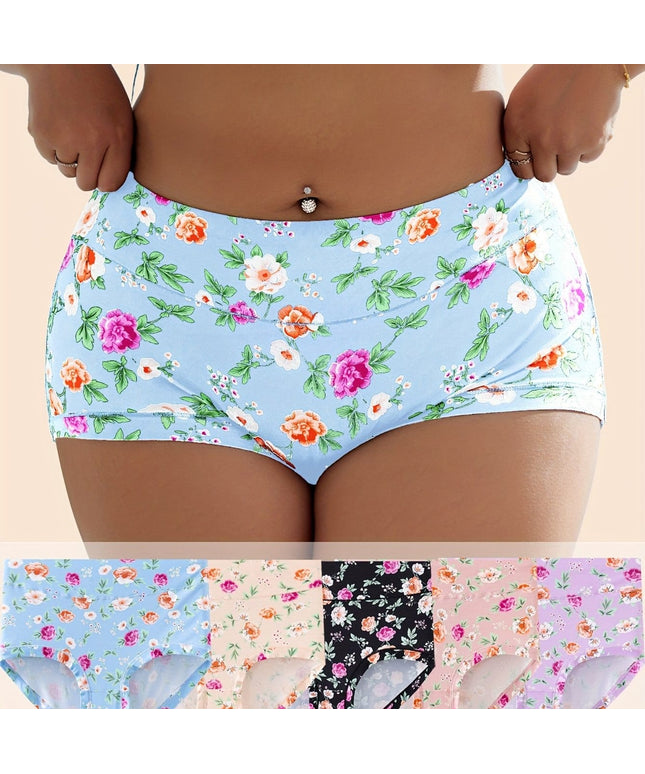 KissICON Mixed colors / UK 18 Comfy Fullcoverage Floral Control Briefs – Curve