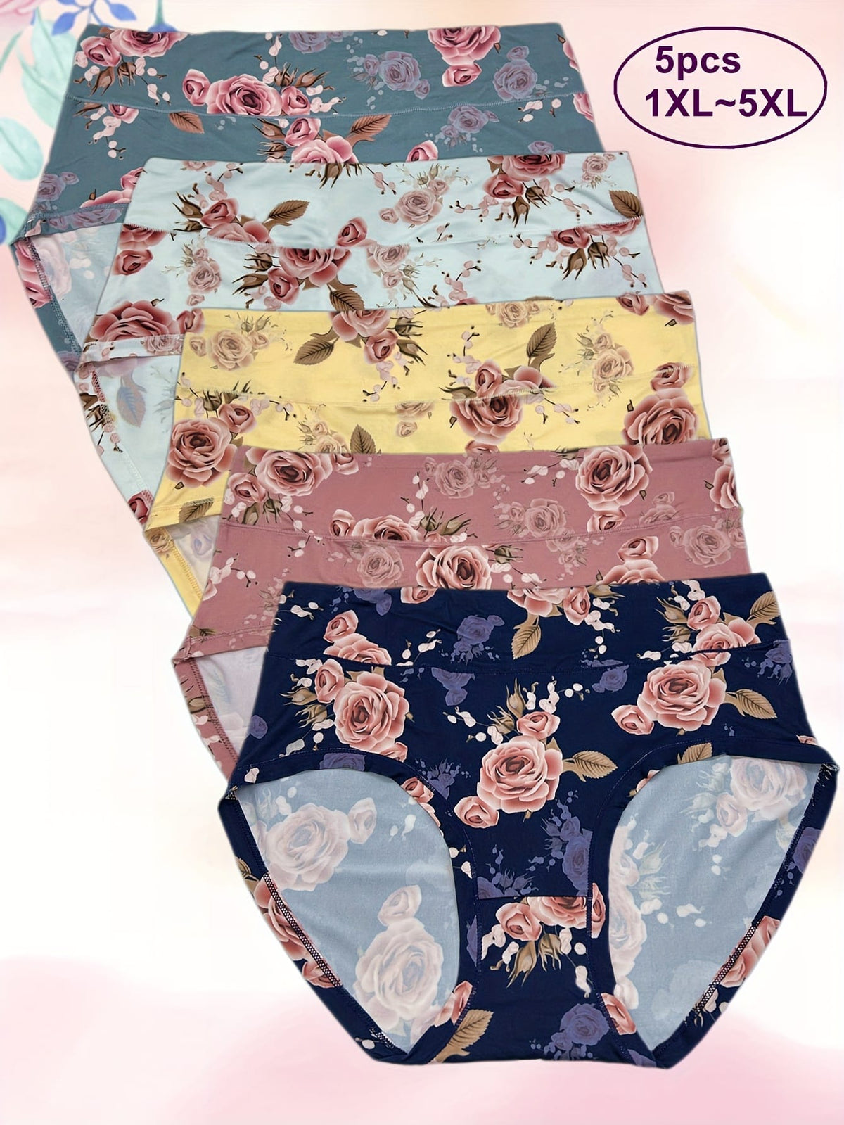 KissICON Mixed colors / UK 26 Curve Rose Print Comfy Elegant