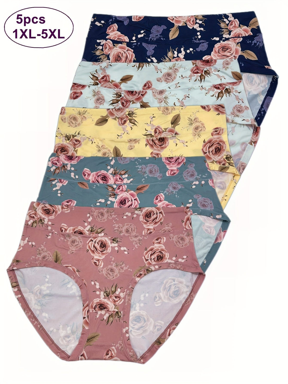 KissICON Mixed colors / UK 26 Curve Rose Print Comfy Elegant