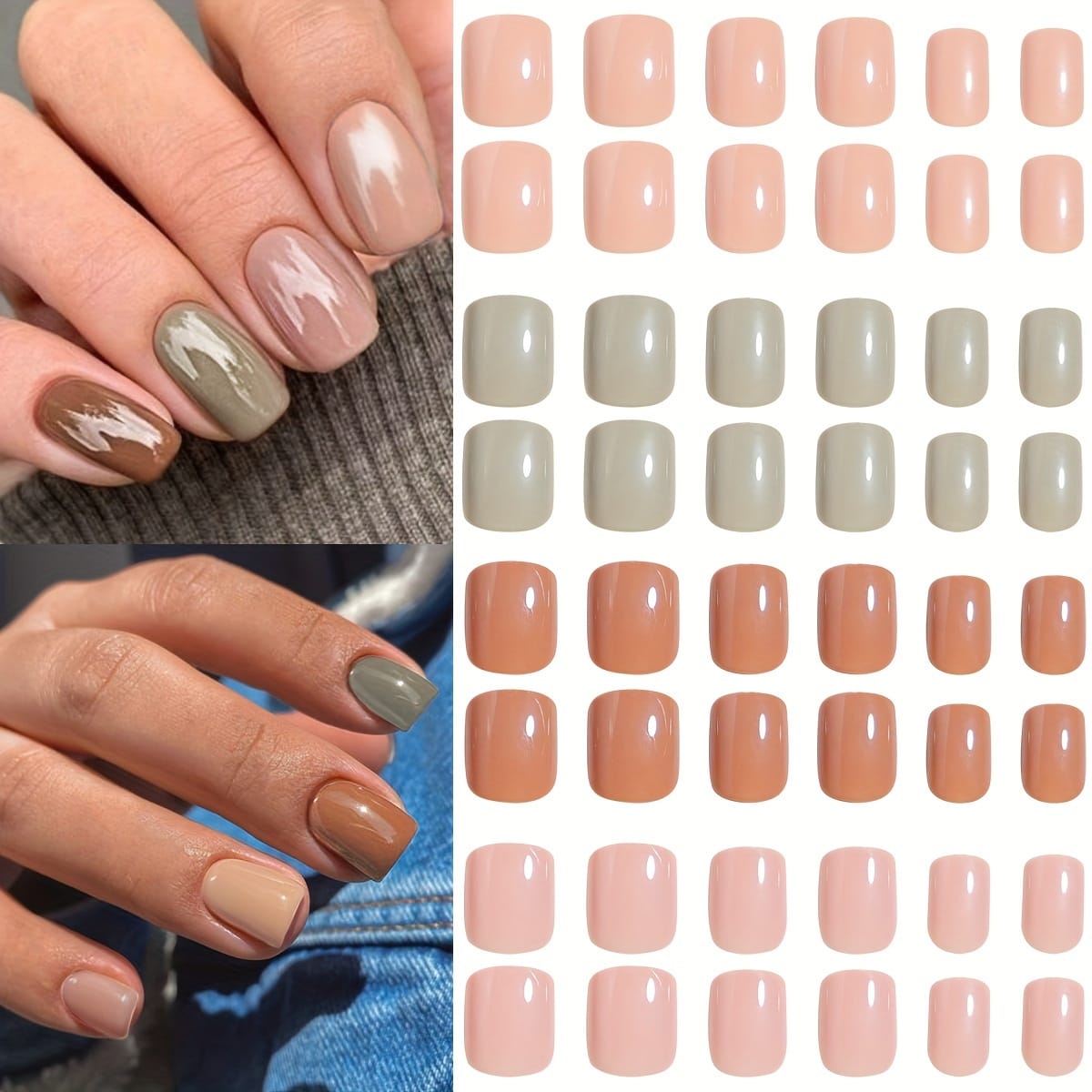 KissICON MJE656 KissIcon Short Square Press On Nails Set -